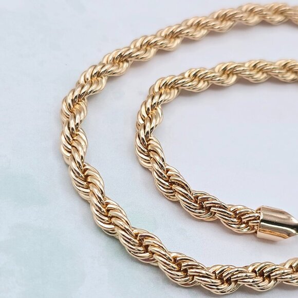 Twisted Rope Design Rose Gold Necklace in 60cm for Elegant Look, XPNL0069 - Picture 10 of 12